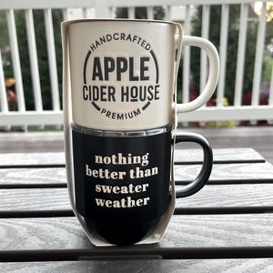 🆕 RARE Stackable Ceramic Mugs Apple Cider House & Sweater Weather Set of 2 Mugs